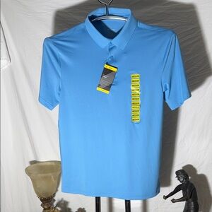 Men's Light Blue Performance Polo with Tag - Classic Fit